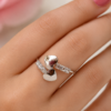 Silver Double Heart Adjustable Ring | SHINE GEHNA Silver Double Heart Adjustable Ring for Women with Crystal Stones