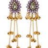 Premium Lavender Kashmiri Earrings Gold Finish Kashmiri Earrings with Lavender Floral Design for Women