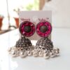 Traditional Pink Designer Jhumka Earrings Designer Pink Oxidised Traditional Jhumka Earrings