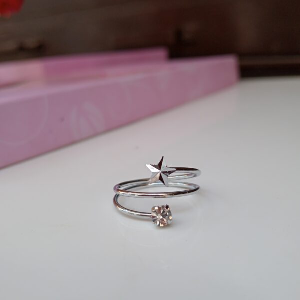 Premium Crystal Adjustable Silver Ring for Girls