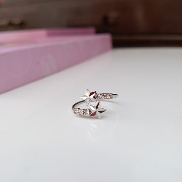 Designer Double Star Crystal Ring for Girls