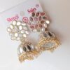 Gold Mirror Earrings Gold Mirror Earrings with Pearl Jhumka Design