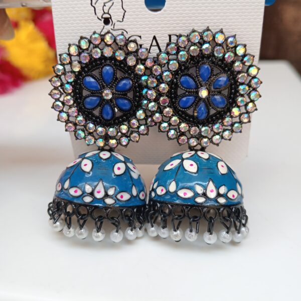 Crystal floral oxidised earrings for women