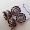 Premium Maroon Oxidised Designer Jhumka Earrings Maroon Oxidised Jhumka Earrings for Women Front View