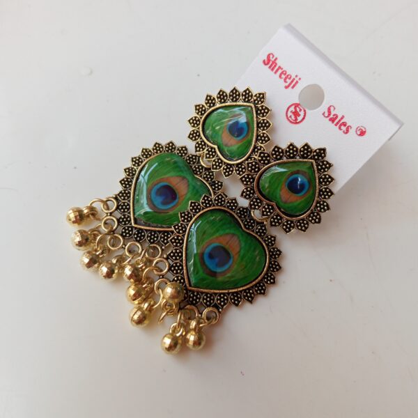 Designer Peacock Feather Oxidised Earrings Ethnic Fashion Jewellery