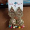 Designer Gold Finish Multicolor Jhumka Earrings