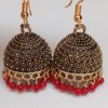 Designer Traditional Gold Jhumka Earrings with Red Beads