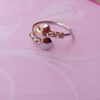 Luxury Double Heart Open Ring Designer Double Heart Crystal Ring for Girls
