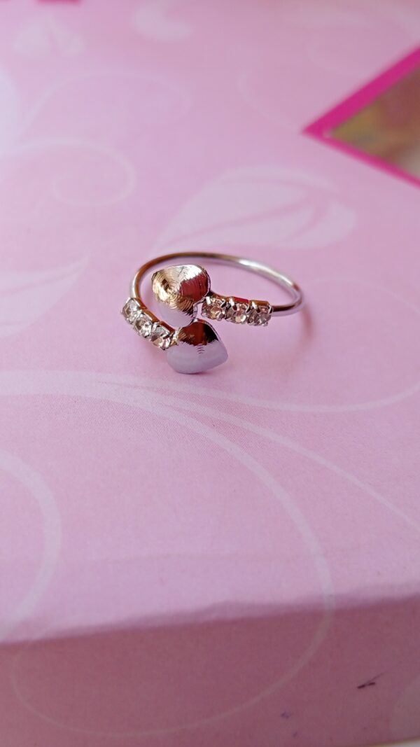 Luxury Double Heart Open Ring Designer Double Heart Crystal Ring for Girls