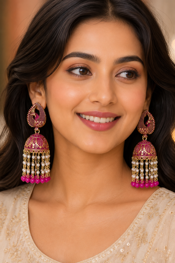 Traditional Peacock Jhumka Earrings Traditional peacock jhumka earrings with pearl tassels for women