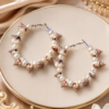 Seashell Hoop Earrings for Women with Pearl Style Beads