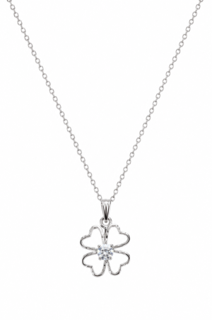 Flower Pendant Necklace for Women Silver Finish Designer Jewellery