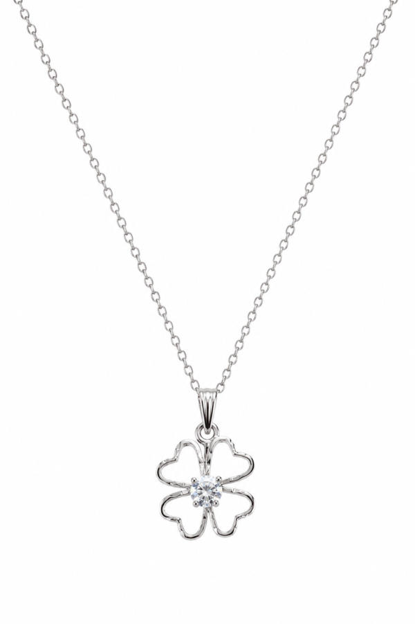 Flower Pendant Necklace for Women Silver Finish Designer Jewellery