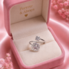 Adjustable Crystal Ring for Women with Silver Finish