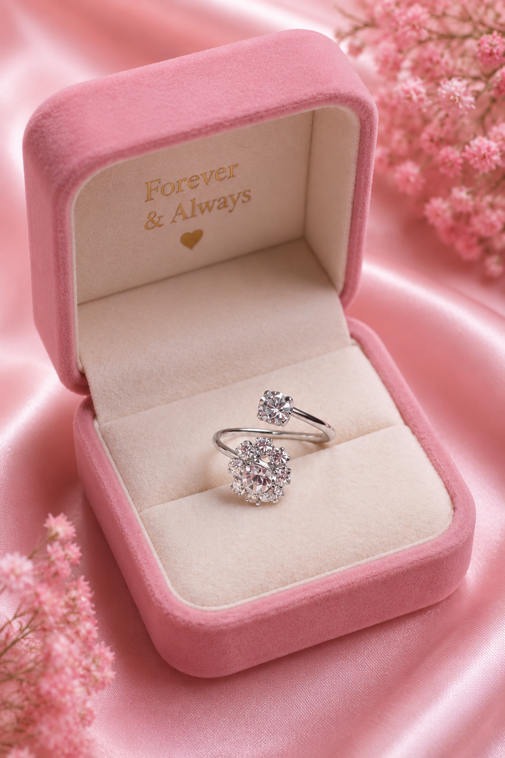 Premium Adjustable Crystal Ring for Women Adjustable Crystal Ring for Women with Silver Finish