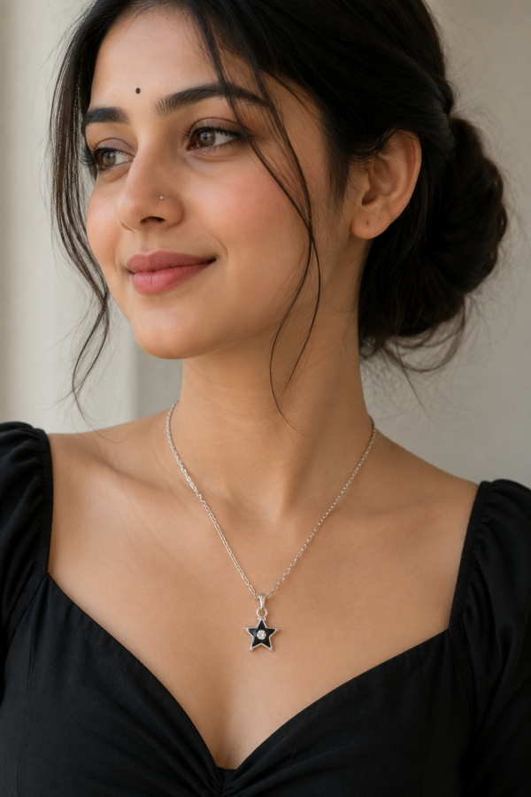 Crystal Star Pendant Necklace Close-Up for Women