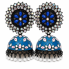 Premium Blue Oxidised Crystal Jhumka Earrings for Women
