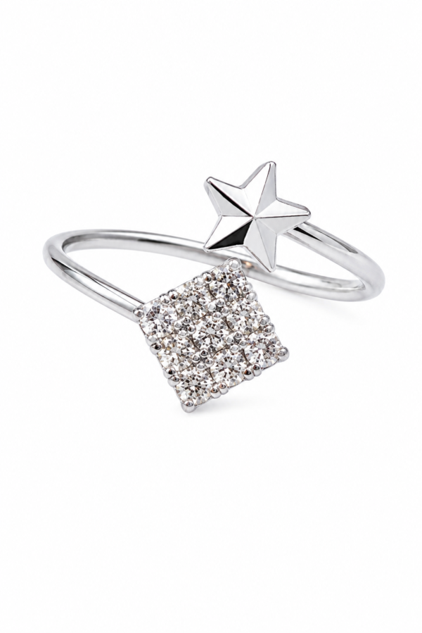 Designer Star Adjustable Ring with Sparkling Decorative Detail