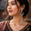 Designer Pink Oxidised Kashmiri Earrings