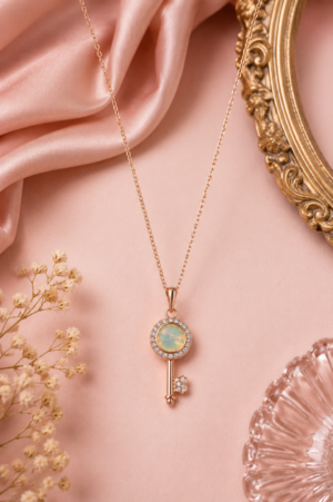 Key Pendant Necklace for Women Rose Gold Finish Designer Jewellery