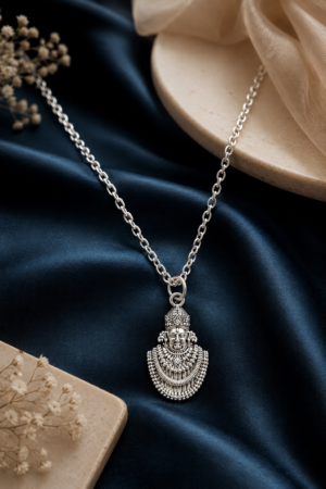 Khatu Shyam Pendant Necklace | SHINE GEHNA Khatu Shyam Pendant Necklace with Silver Tone Chain