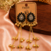 Black Kashmiri Style Earrings for Women with Long Chain Ghungroo