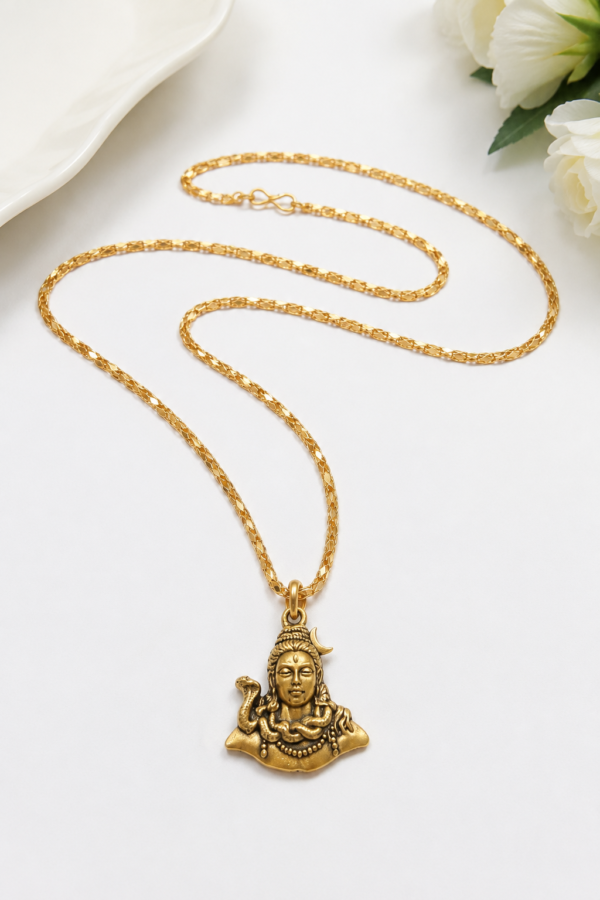 Sawan Special Mahadev Pendant Necklace with Gold Finish Chain