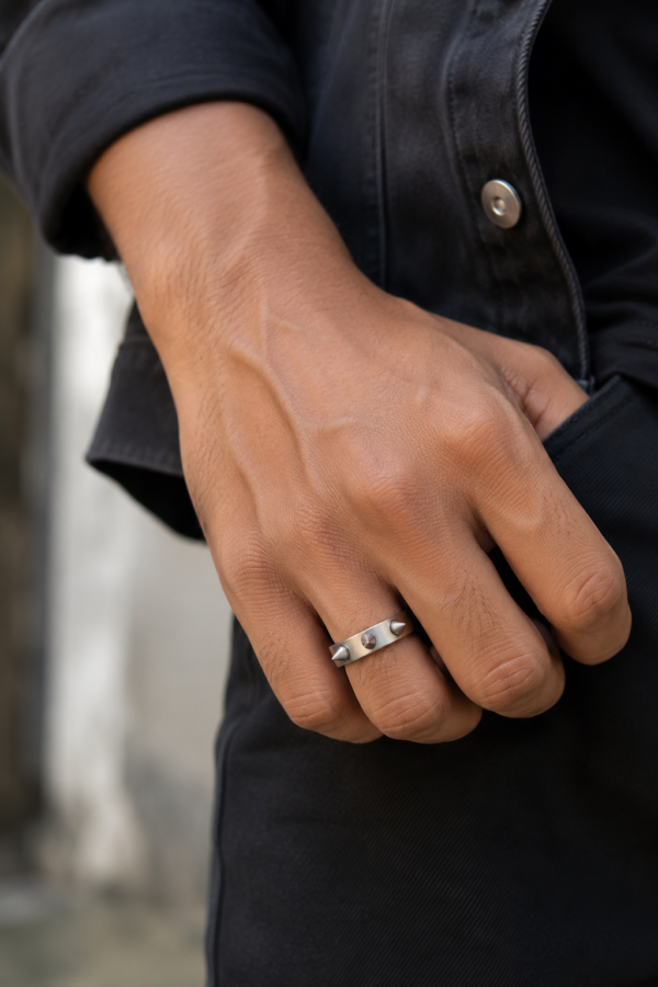 : Stylish Silver Finish Spike Ring Silver Finish Fashion Spike Ring Premium Artificial Jewellery