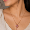 Premium AD Heart Pendant Necklace for Women AD Heart Pendant Necklace for Women with Pink Designer Pendant