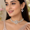 Stone Studded Pendant Necklace With Matching Earrings Jewellery