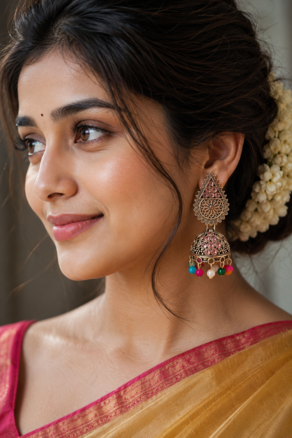 Party Wear Multicolor Traditional Jhumka Earrings