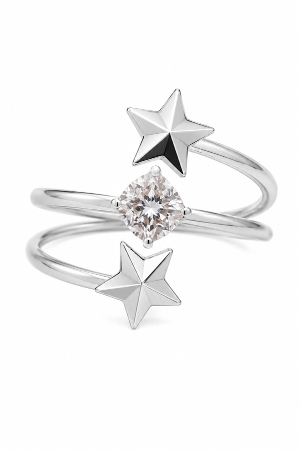 Elegant Star Adjustable Finger Ring | SHINE GEHNA Star Adjustable Finger Ring for Women with Elegant Double Star Design
