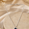 Elegant Silver Finish Pendant Necklace Design Silver Finish Pendant Necklace with Black Stone Locket for Women