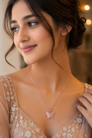 Premium Butterfly Pendant Necklace for Women butterfly pendant, butterfly necklace, pendant necklace, women's jewellery, artificial jewellery, fashion jewellery, designer jewellery, rose gold jewellery, party wear jewellery, daily wear necklace, gift for women, stylish pendant