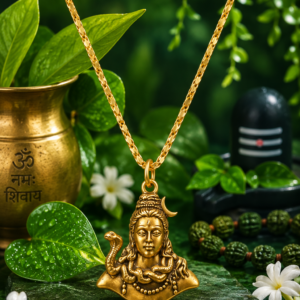 Mahadev Shiv Pendant Necklace with Gold Finish Chain