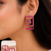 Designer Pink Frame Earrings Designer Pink Frame Jhumka Earrings for Women