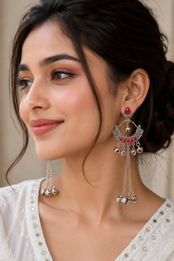 Royal Oxidised Jhumka Earrings Traditional Silver Jhumka Earrings for Women