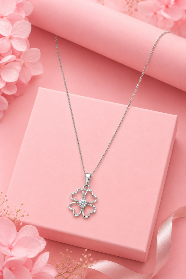 Silver Finish Flower Locket Necklace for Women