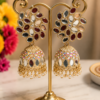 Mirror Work Jhumka Earrings Mirror Work Jhumka Earrings Premium Gold Pearl Traditional Earrings