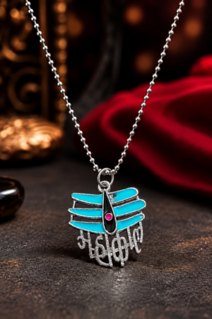 Blue Mahakal Locket Necklace Religious Pendant Design