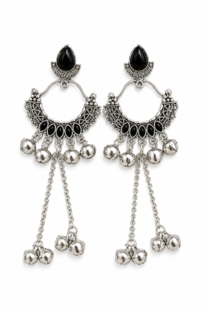 Kashmiri Earrings for Women with Black Oxidised Design by SHINE GEHNA
