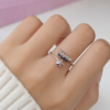 Silver Star Adjustable Ring | SHINE GEHNA Silver Star Adjustable Ring for Women with Crystal Stone Design