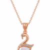 Rose Gold Swan Pendant Necklace Premium Artificial Jewellery
