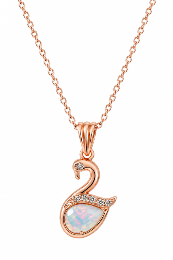 Rose Gold Swan Pendant Necklace Premium Artificial Jewellery
