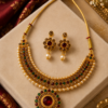 Traditional Green Stone Festival Necklace Set for Women