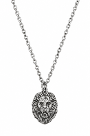 Silver Lion Pendant Necklace Lion Face Locket Jewellery