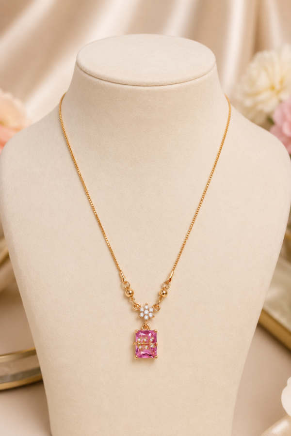 Designer Pink Stone Pendant Chain for Women AD Jewellery