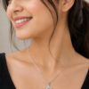 Silver Star Pendant Necklace for Women with Crystal Red Stone
