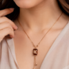 Gold Finish Brown Crystal Pendant Necklace for Women