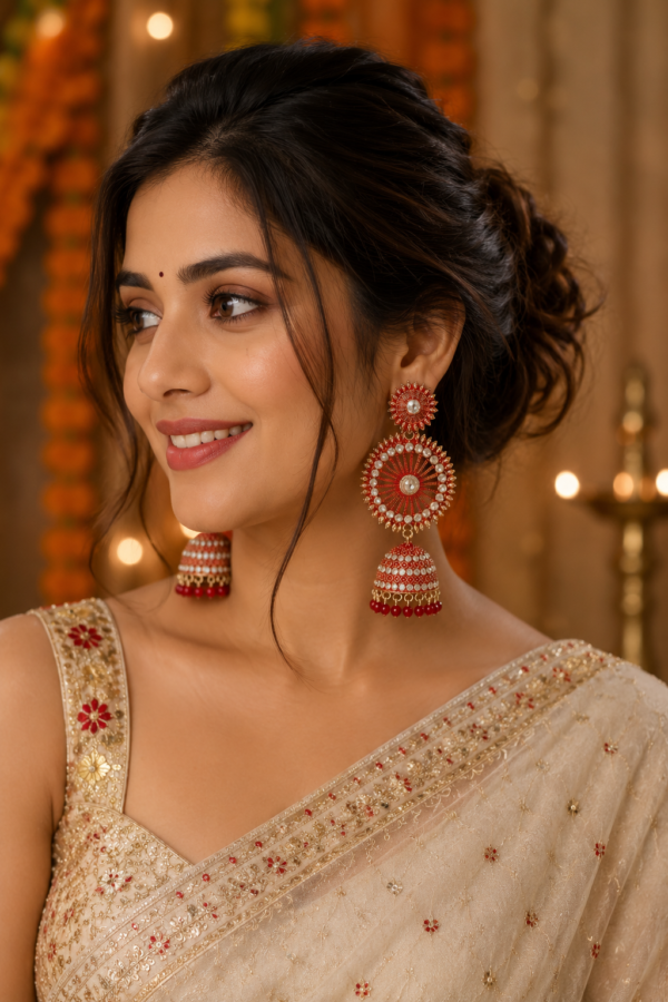 Luxury Bridal Jhumka Earrings Designer Kundan Antique Gold Jhumka Earrings for Women